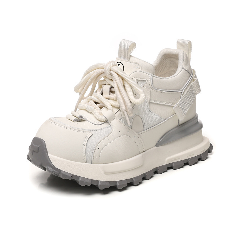 Giày sneaker nữ đế dày tăng chiều cao phong cách dad sneaker — màu trắng