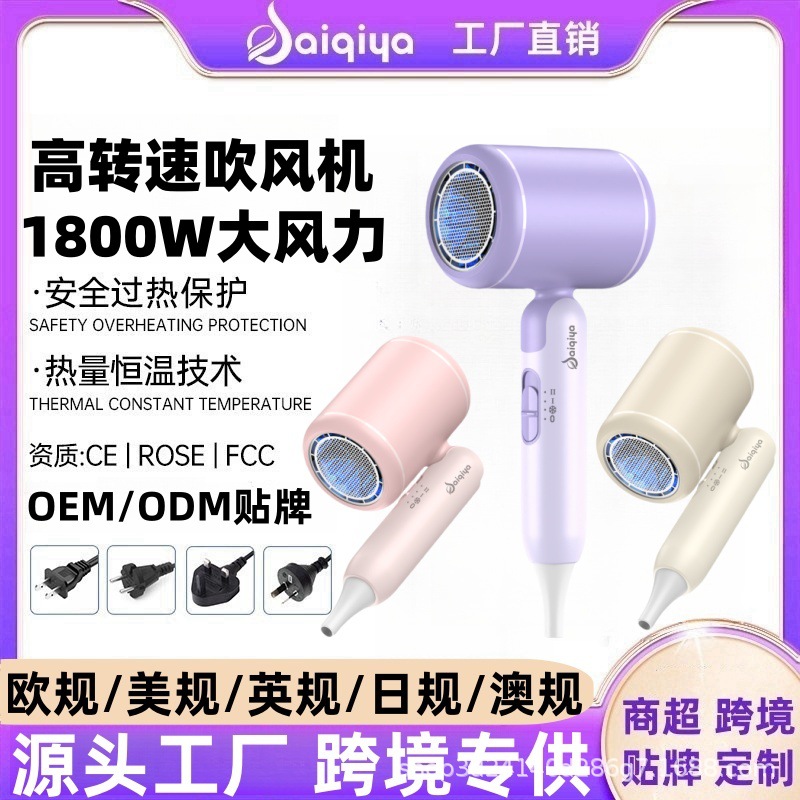 Fábrica de secador de pelo directo salón de pelo de alta potencia ventilador doméstico azul ión plegable hotel secador de pelo transfronterizo
