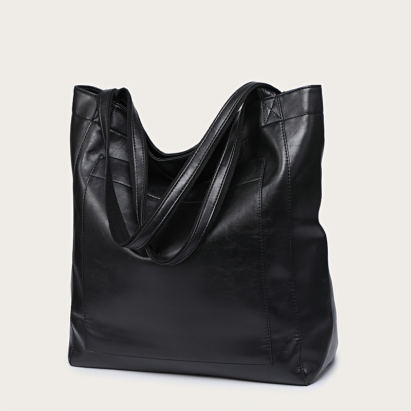 TEMU Vintage Oiled Leather Large Capacity Handbag Shoulder Bag Women's Leather Tote Bag - Thumbnail 8