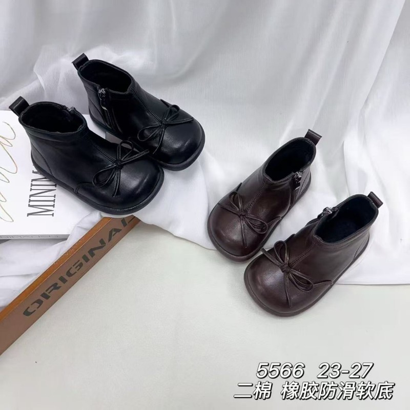 二棉２０２５蝴蝶结秋冬童鞋儿童靴子女童棉鞋短靴小女孩公主靴|undefined