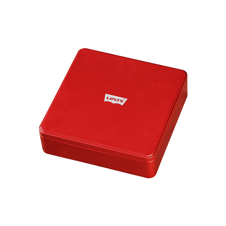 厂家供应方形马口铁礼品盒袜子包装铁盒通用铁盒红色喜庆包装盒