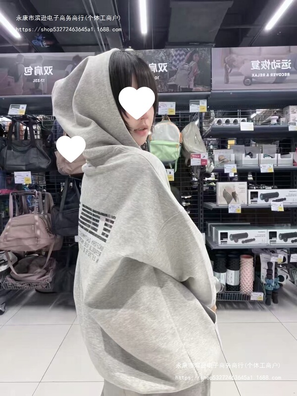 In-stock high-quality [Casual Chinese Cotton + New Style] autumn and winter hooded loose-fit printed sweatshirt for women