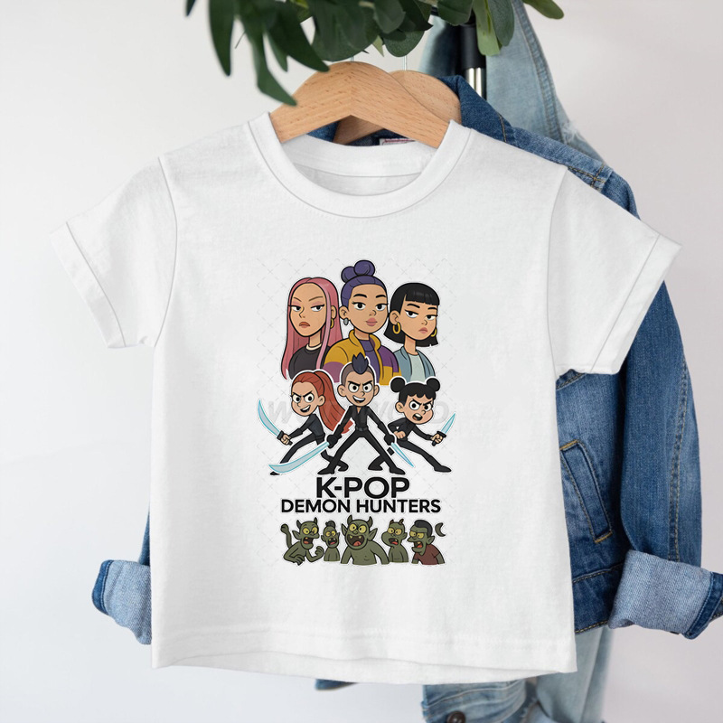 クロスボーダー KPop デーモンハンターデーモンハンターグループプリントコットン Tシャツ夏のファッション子供カジュアル半袖|undefined