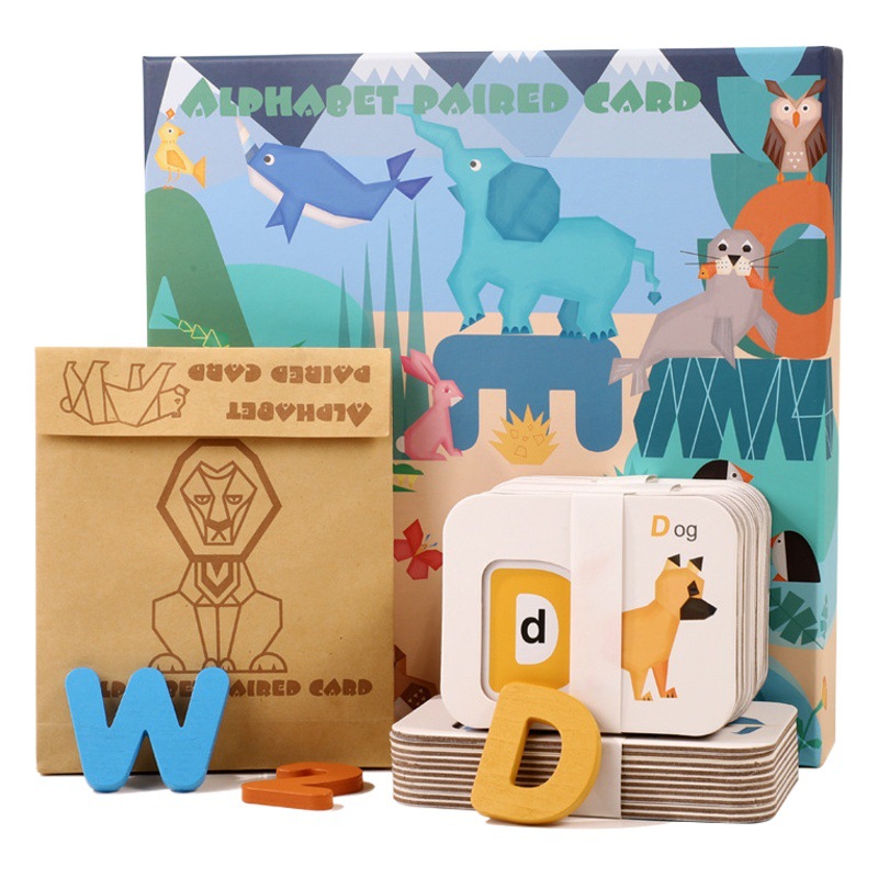 Nuevos niños educativos carta Digital tarjeta a juego de doble cara tridimensional Inglés rompecabezas cognitivo juguetes de aprendizaje