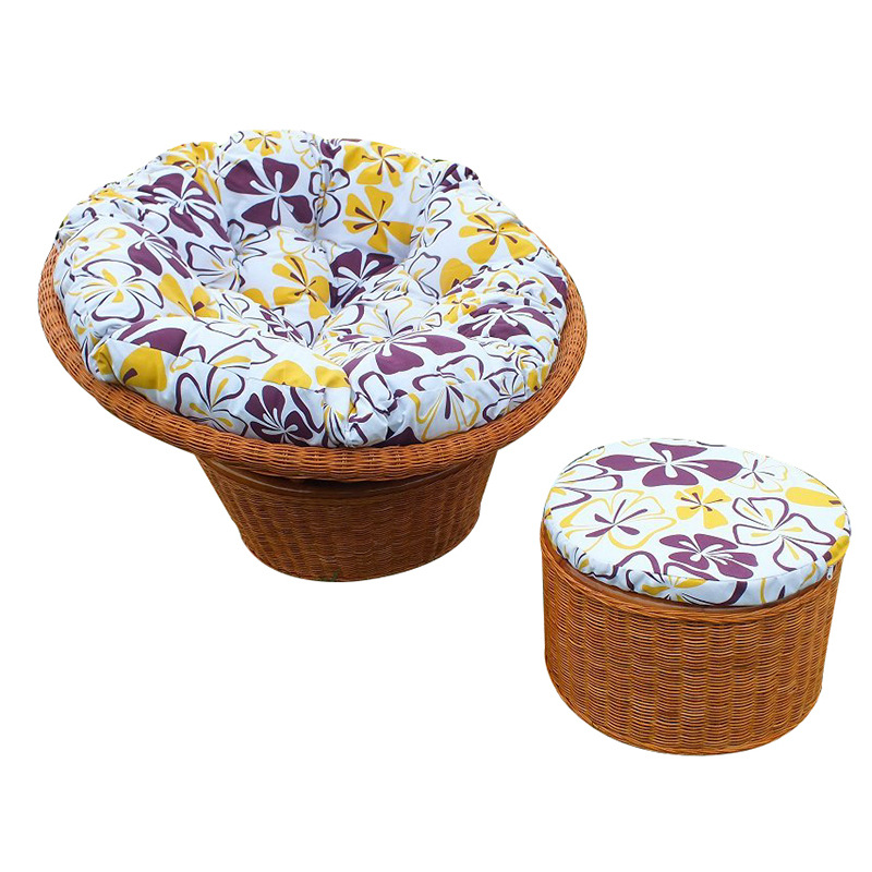 Wholesale Chinese-style balcony tea table and rattan chair set of three, outdoor courtyard single backrest leisure rattan chair