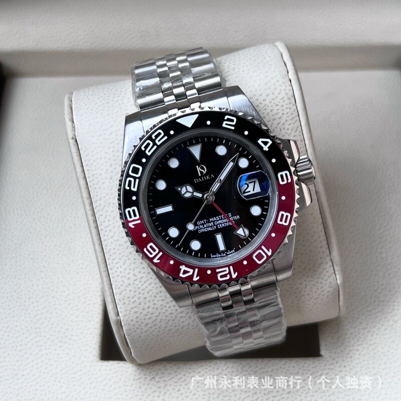Laojia Gmt Greenwich Cola Ring Mechanical Watch Men's Watch Aaa High-Quality Sprite Ring Wristwatch