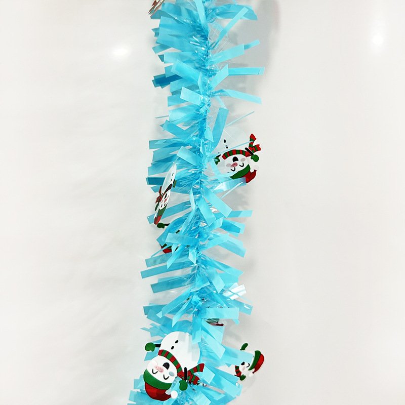 2 metros arreglo de decoración de muñeco de nieve de Navidad tiras de lana coloridas decoración de árbol de Navidad calcetines de Navidad macarrón tiras coloridas