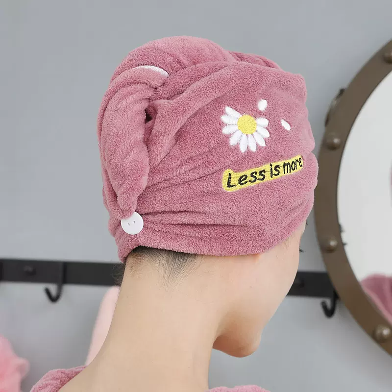 小雏菊珊瑚绒干发帽柔软吸水性好包头加厚浴帽干发巾干发帽批发