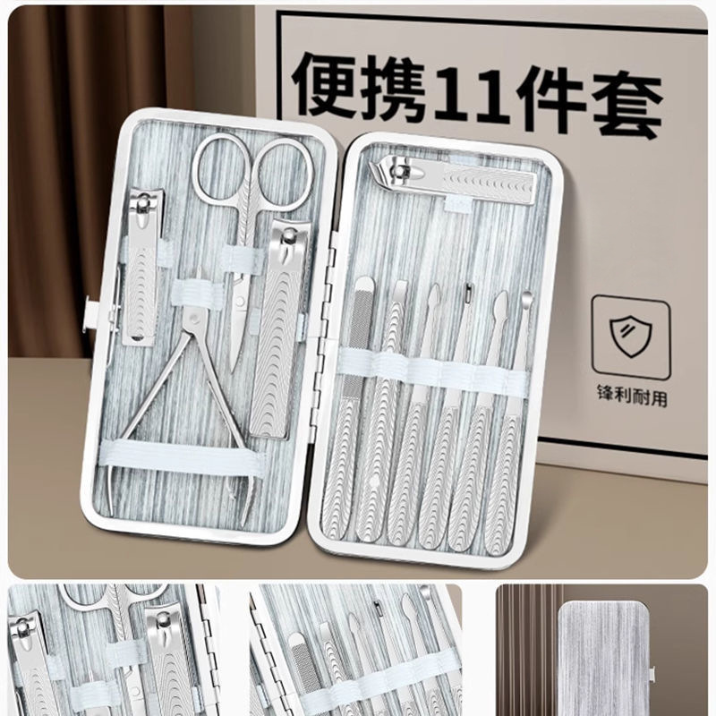 Caja completa de herramientas de pedicura inclinada, uñas, cuchilla de orejas, cortadora de uñas, conjunto de cortadoras de uñas