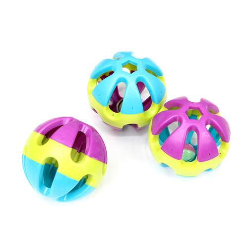Pet toys colorful bell ball hollow plastic ball dog training sound toy cat and dog toy bell ball