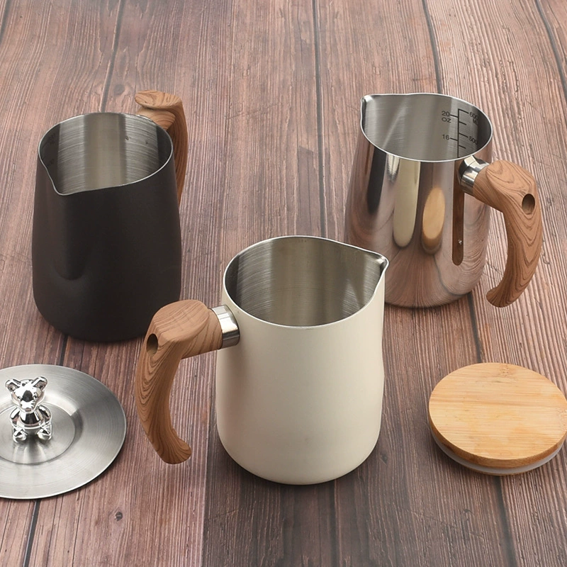 Прямые поставки с фабрики: креативная чашка для латте-арта из плавленого воска, 304 нержавеющая сталь, с мерной шкалой, утолщенная цилиндрическая чашка для молока.