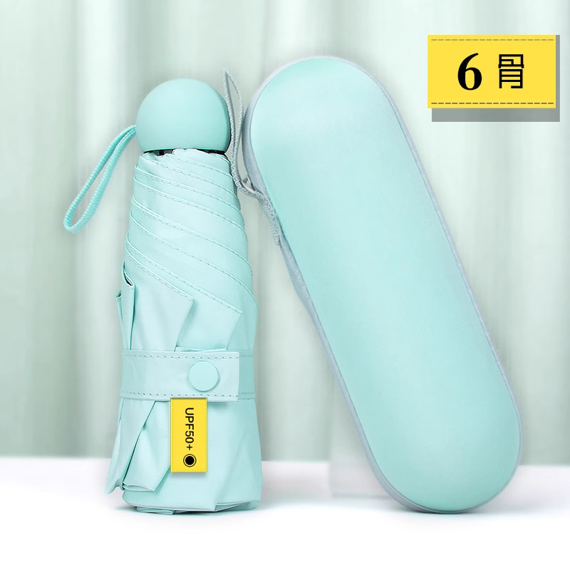Paraguas cápsula ultraligero, paraguas de protección solar engrosado, doble uso para sol y lluvia, paraguas para mujer, mini paraguas plegable personalizado al por mayor.