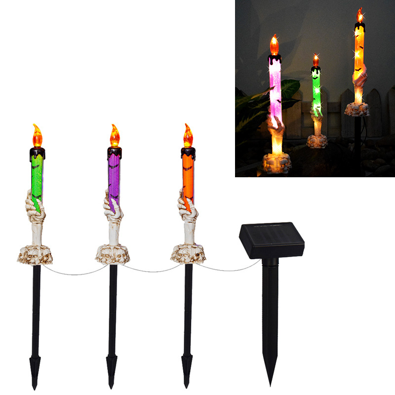 Transfronteriza nuevo Halloween solar jardín lámpara resina jardín tierra enchufe cráneo fantasma festival atmósfera decorativa lámpara de la vela