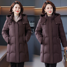 专柜防寒羽绒服女中长款2025新款时尚加厚保暖白鸭绒中年妈妈外套