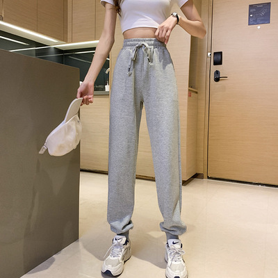 2021 Spring and summer lady leisure time Sports pants Broad leg Drawstring Pencil Pants wholesale Large sweatpants