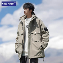NASA冲锋棉衣外套男冬季加厚保暖工装夹克棉服新款青少年连帽冬装