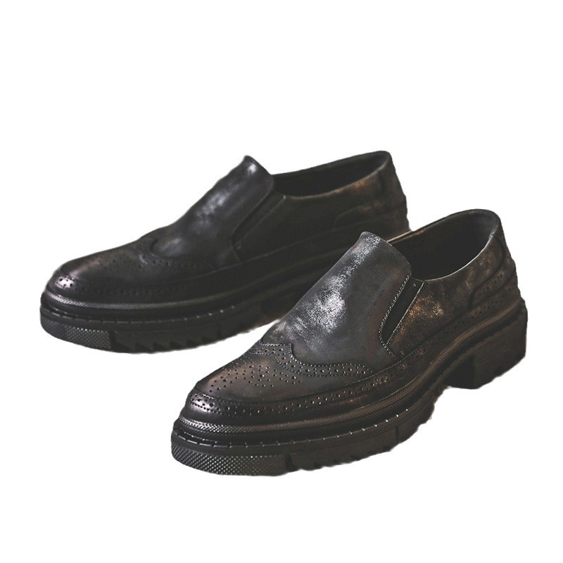Business casual leather shoes gentleman Fengbrock carved men's shoes Yinglun air -breathable tide shoes retro shoes PX63 4