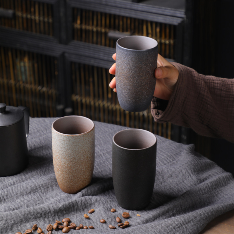 Japanese -style handmade coarse pottery cup ceramic cup DIY LOGO…