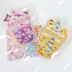 Sanrio Alien Puzzle Milk Tea Cup Acrylic Cute Pet Toy Handmade Cartoon-Style Adorable Tabletop Display Stand with Straw