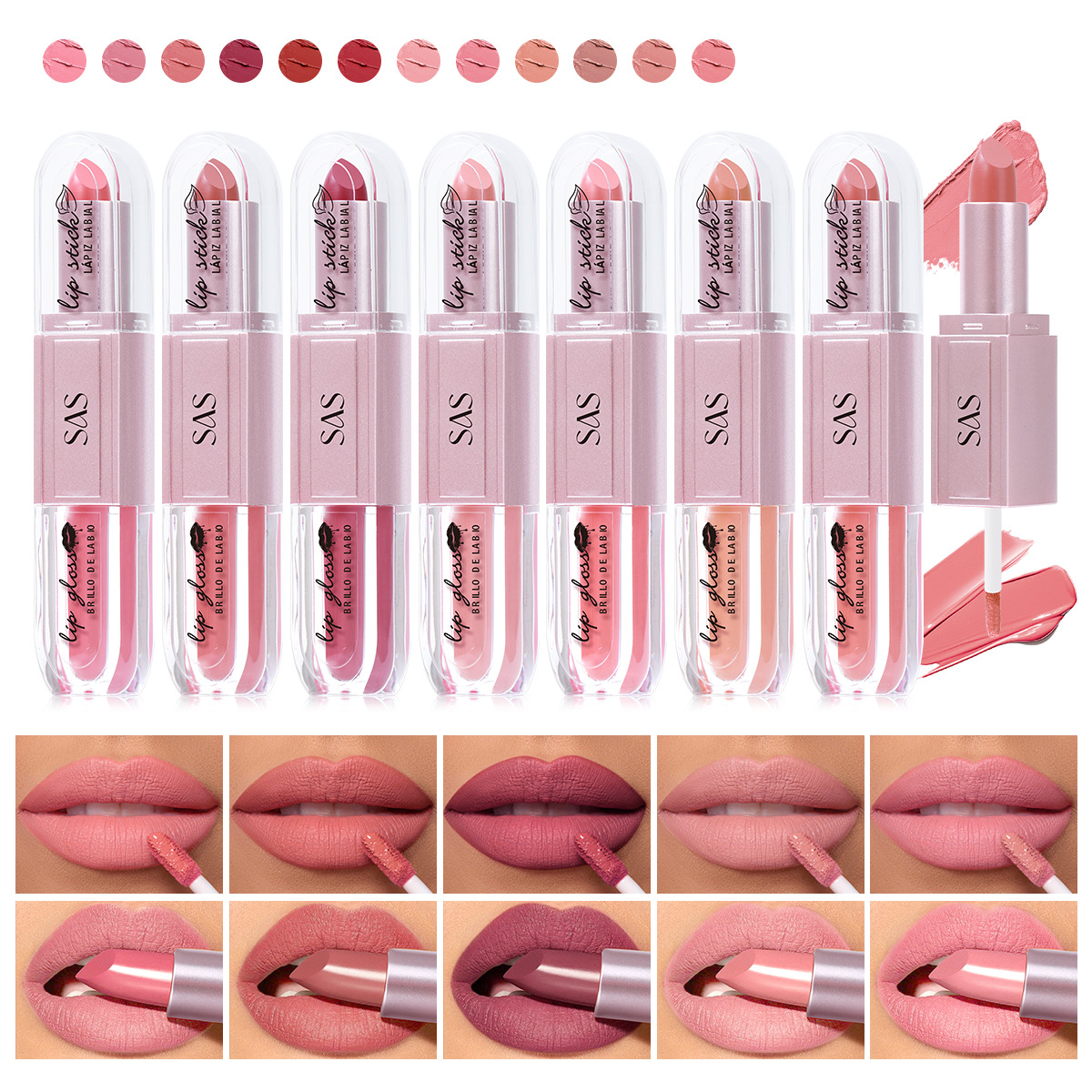 USHAS comercio exterior transfronterizo esmalte de labios terciopelo mate impermeable que no se desvanece lápiz labial largo SAC099