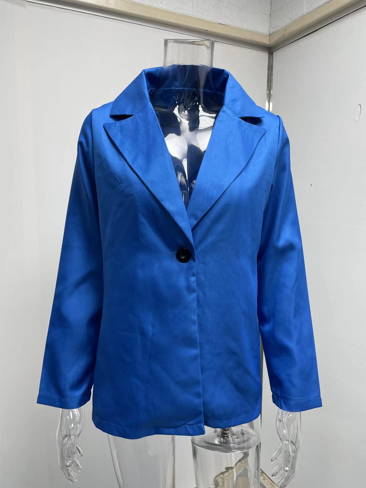 Women's Clothing Long sleeved Solid Color Button Suit Women's Jacket Cardigan_senzul.com