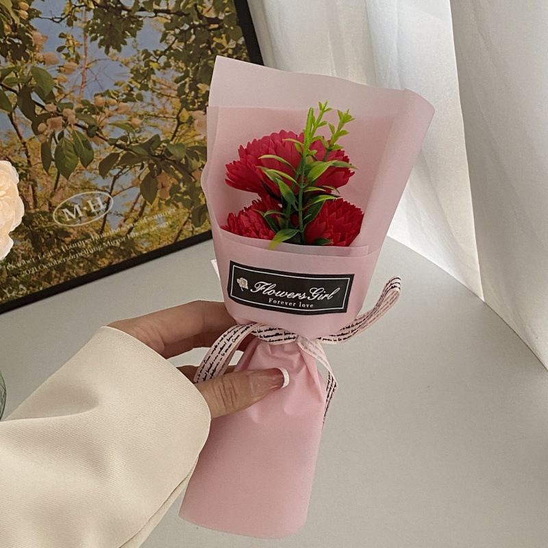 Flor artificial, clavel, ramo único, flor de jabón, venta al por mayor, regalos del día de la madre, promoción de la tienda, promoción de productos transfronterizos