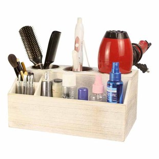 Casual Desktop Sundry Storage and Organization Wooden Box Hair Dryer Storage Box Cosmetics Storage Basket