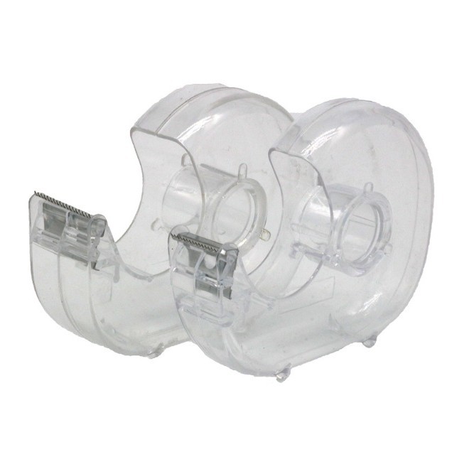 Cortador de cinta adhesiva portátil transparente, mini cortador de cinta dentado de plástico, sellador de cajas, dispensador de cinta adhesiva, soporte para cinta adhesiva