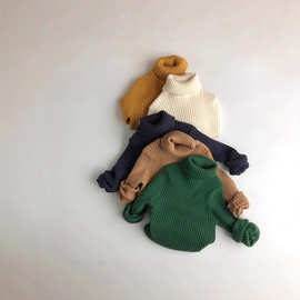 儿童毛衣一体绒男女童高领毛衣2025秋冬新款中童加绒加厚打底毛衣