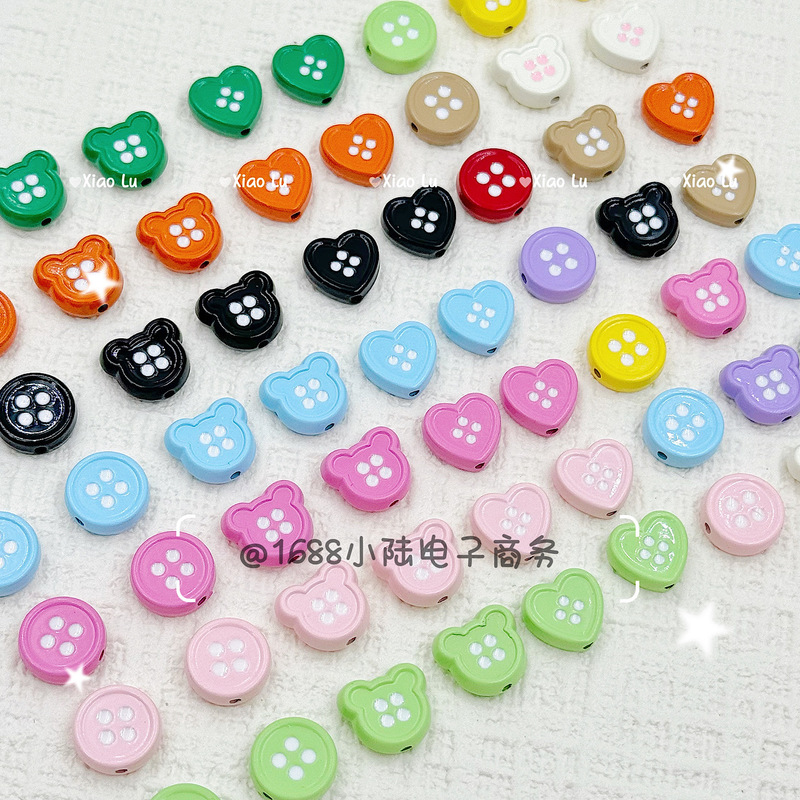 Alloy Heart Imitation Button Paint Beads DIY Hair Rope Jewelry Mobile Phone Chain Bag Hanging Key Chain Loose Bead Material Alloy Heart Imitation Button Paint Beads DIY Hair Rope Jewelry Mobile Phone Chain Bag Hanging Key Chain Loose Bead Material