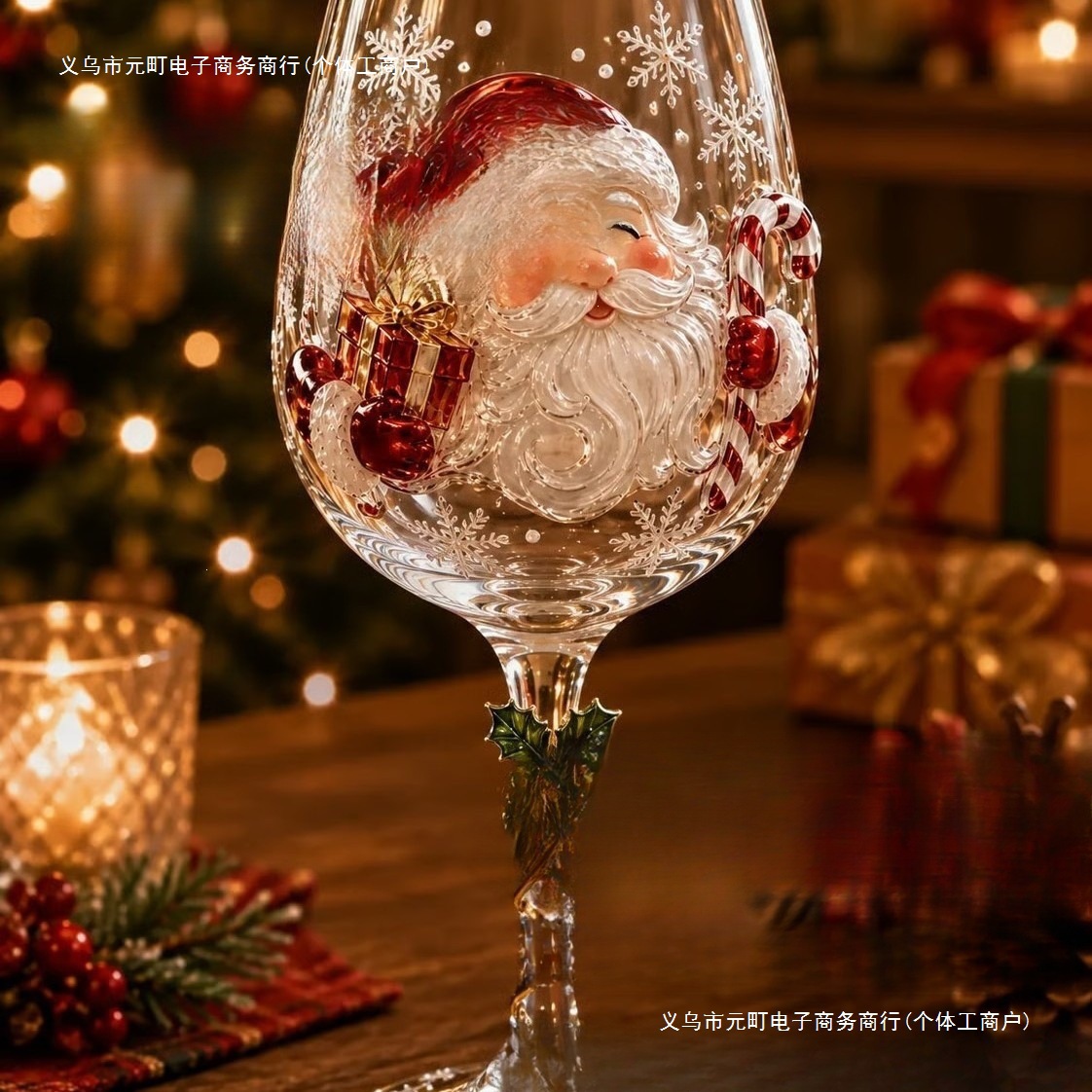 Copa de Vino Decorativa Navideña de Plástico PET Decorativa para Navidad image 3