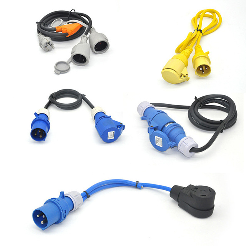 欧规3芯工业插头线美规插头电源线 欧规户外防水IP44工业延长线