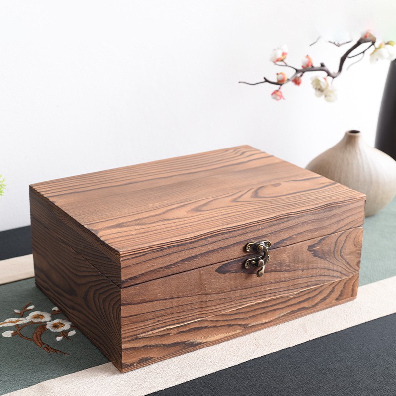 Retro wooden square storage box