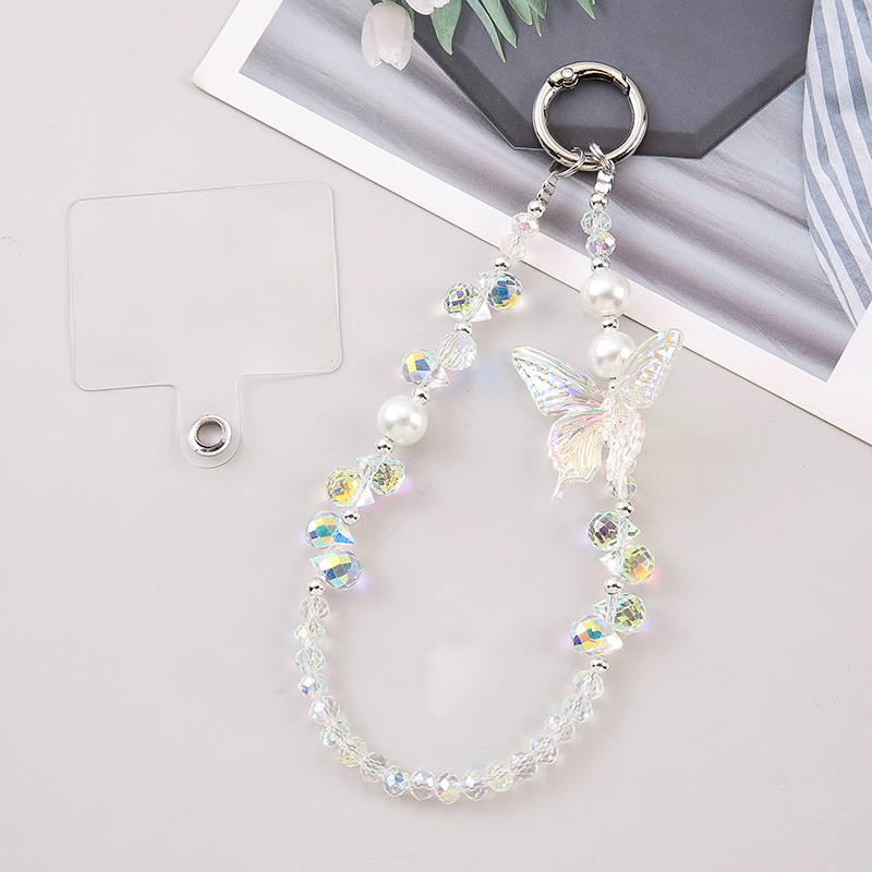 Butterfly Crystal Mobile Phone Chain Wrist Beaded Bag Key Chain Jewelry Exquisite Bracelet Bracelet Niche Wholesale