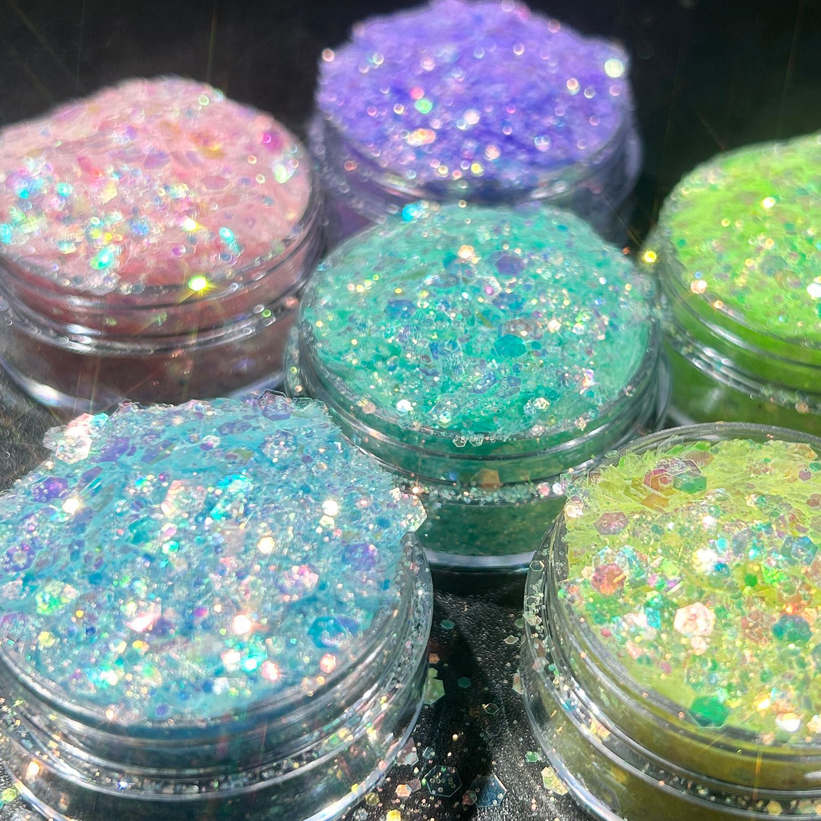 Golden Iridescent Polarized Semi-Transparent Sparkling Nail Art Glitter Transparent DIY Handmade Resin Decoration Nail Stickers