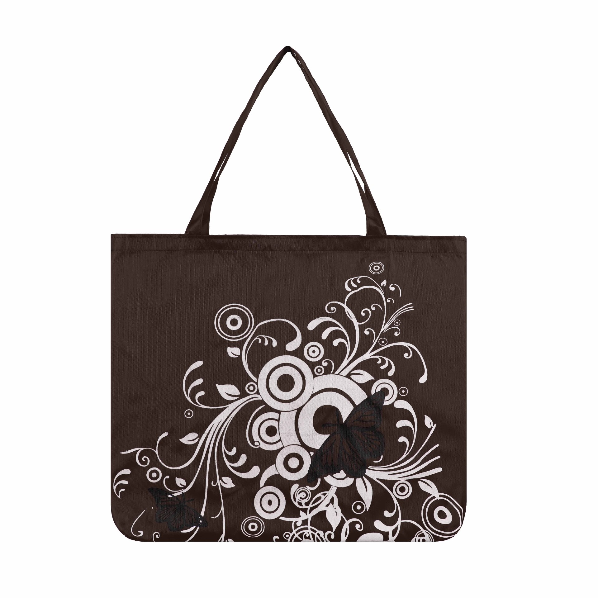 Bolsa de compras plegable de flores de mariposa Portátil Bolsa de protección ambiental en stock logotipo imprimible bolsa de almacenamiento de tela de poliéster Oxford