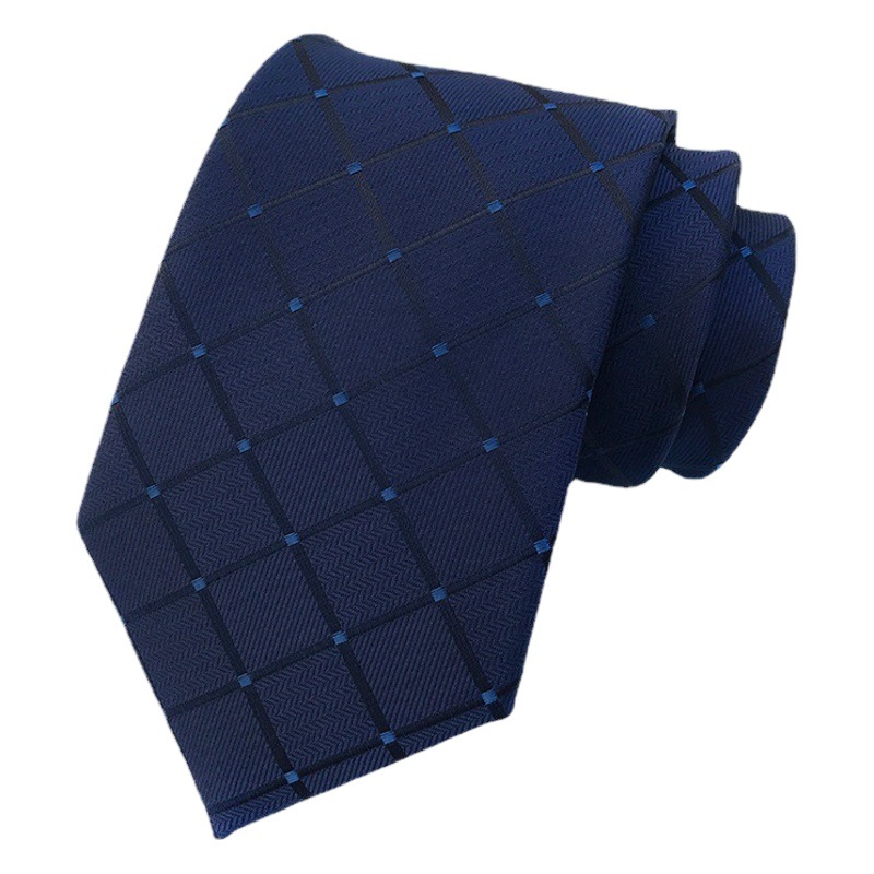Fábrica en stock suministro directo 2023 nuevo poliéster jacquard moda Plaid corbata desgaste formal