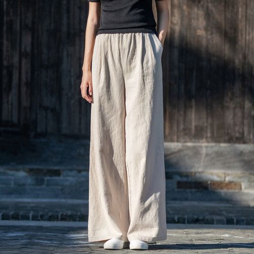 Cotton and Linen Wide Leg Pants 2025 Spring and Summer Literary Leisure Pants Wide Foot Broad Leg Pants Linen Versatile Women's Long Pants