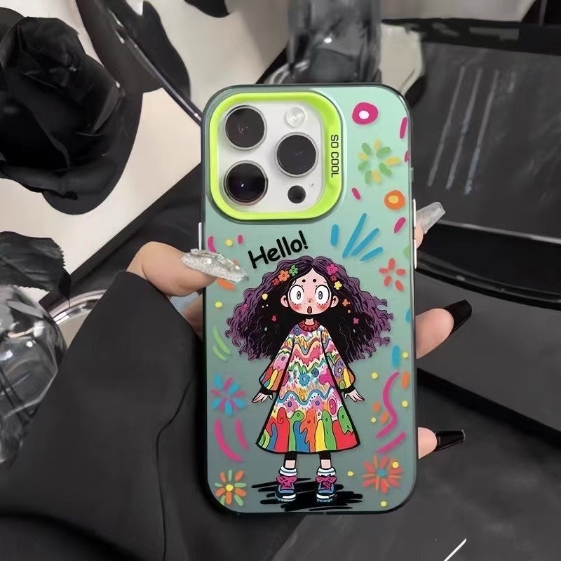 Nueva chica rizada para iPhone 16 funda para teléfono móvil Apple 15promax/14 anti-caída 13pro12 chica