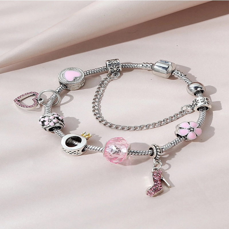 Panjia pulsera Dora DIY cuentas explosivas transfronterizas tacones altos colgantes bordados accesorios de pétalos de amor pulsera de cobre
