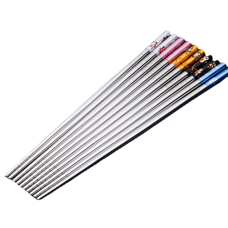 304 palillos de acero inoxidable calcomanías creativas rhinestone 8cm palillos aislados de acero inoxidable antideslizante Palillos ventas directas de la fábrica