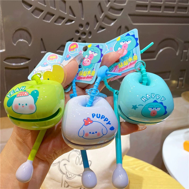 Cartoon Cute Sanrio Decompression Wooden Fish Keychain Pendant Knocking Music Desktop Decoration Toy Kindergarten Gift