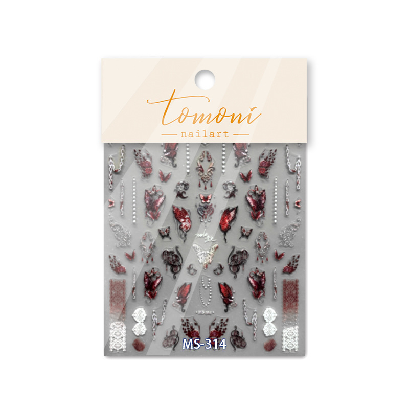 tomoni Thin tough Nail decals Pop Japanese retro nail decals Dark Butterfly nail ornaments wholesale