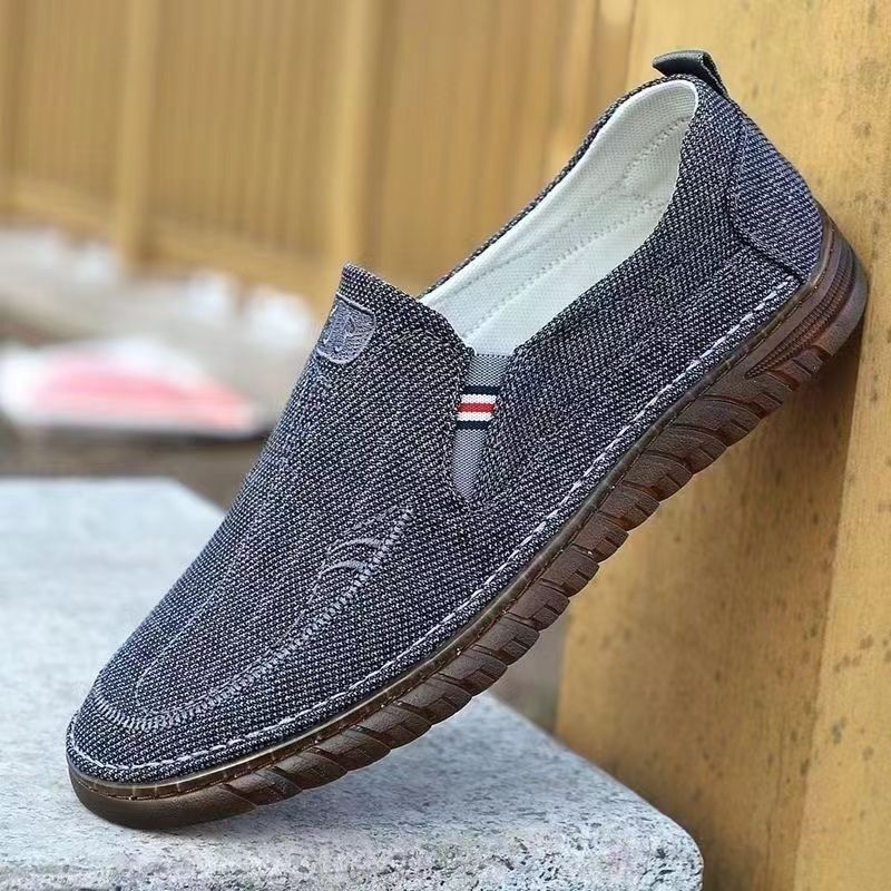 2024 Four Seasons Old Beijing Motoring Shoes Slip-on Breathable Linen Upper Canvas Shoes Wear-resistant Old Man Men's Shoes