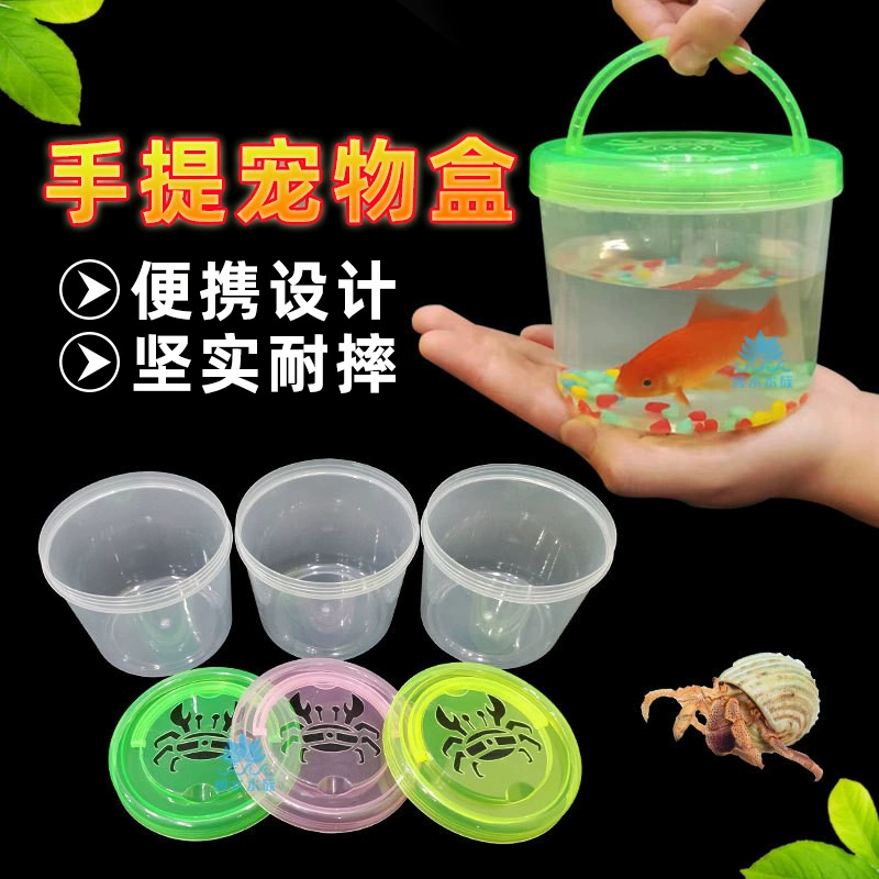 Портативная маленькая бутылка для рыбы Бутылка для черепахи Устойчивая к падению коробка для домашних животных Прозрачное ведро для краба Ведро для рыбной чашки Стойка Прозрачный резервуар для черепахи