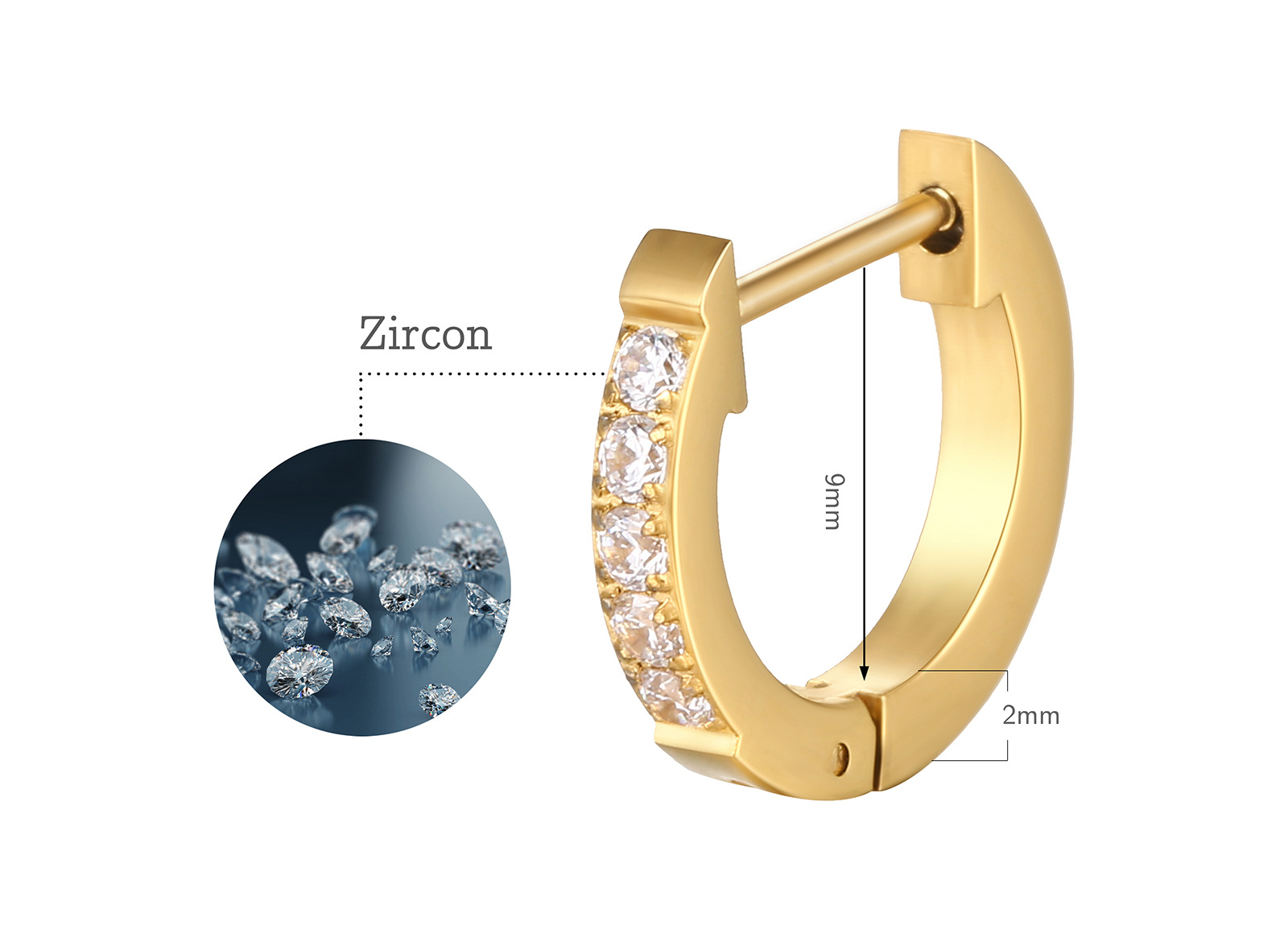 18g Weight Earrings Event & Party Supplies Fashion Solid Color Titanium Steel Plating Inlay Rhinestones Earrings 1 Pair