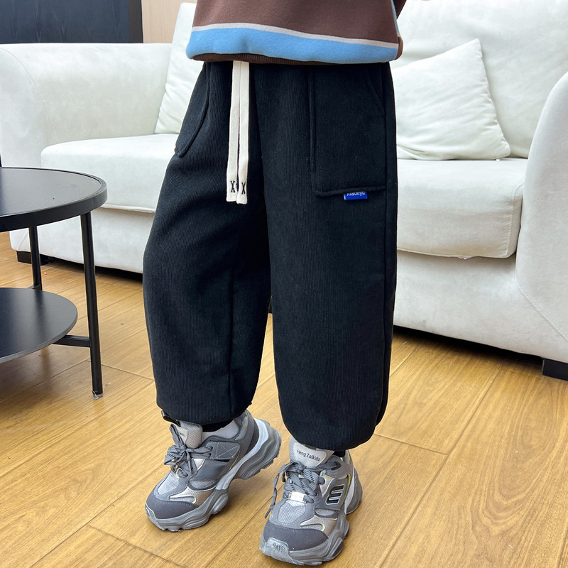 新款男女童宝宝加绒裤子儿童运动裤秋冬季加厚休闲裤保暖外穿长裤|undefined