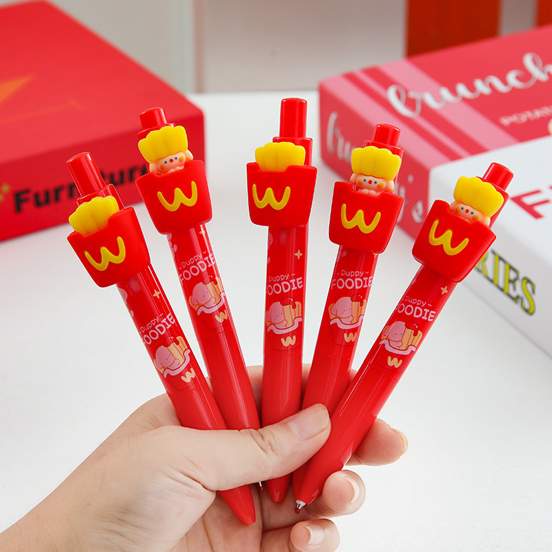 Comida Burger Puppy Surprise Pen Creativo Dibujos animados Forma de goma suave Peekaboo Pluma de gel Papelería de aprendizaje para estudiantes