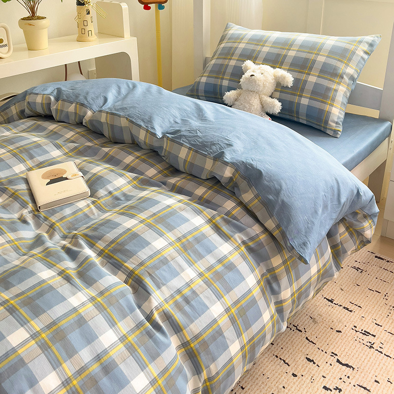 Ropa de cama de tres piezas de algodón para dormitorio de estudiantes, sábana de algodón 100%, funda de edredón, funda de edredón de algodón individual, sábana nueva