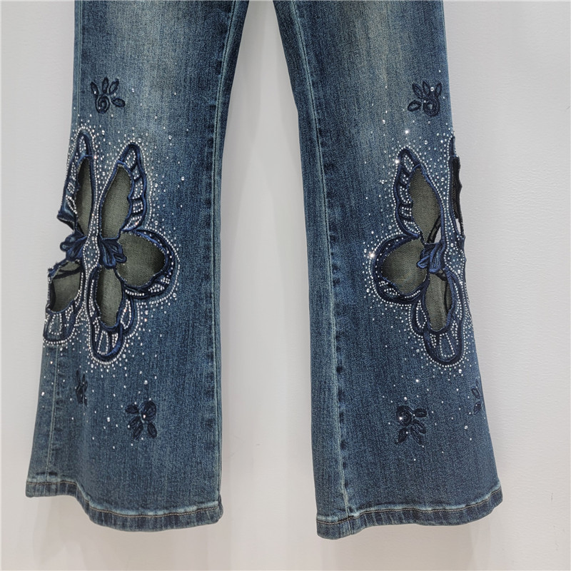 Agujero caliente jeans pantalones de micro-diámetro para mujeres 2026 primavera y verano nuevos productos europeos de cintura alta delgada hacer pantalones viejos